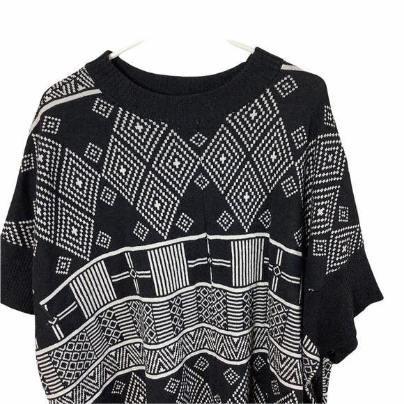 H&M Western Sweater Poncho Womens XS/S Oversized Gray Tunic Pullover Wool Blend - Picture 3 of 7